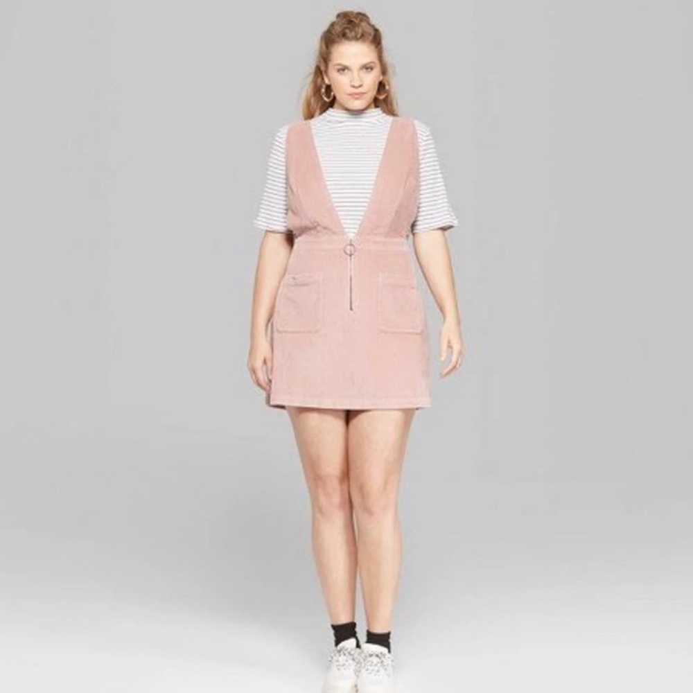 Wild Fable 3x Pink Corduroy Mini Overall Dress